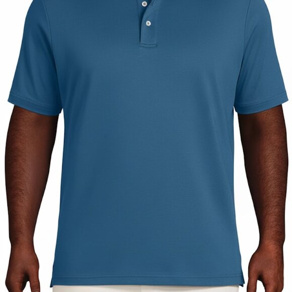 Lands' End Mens 100% Cotton Supima Short Sleeve Polo Shirt Evening Blue M, XL 43 - Picture 2 of 5
